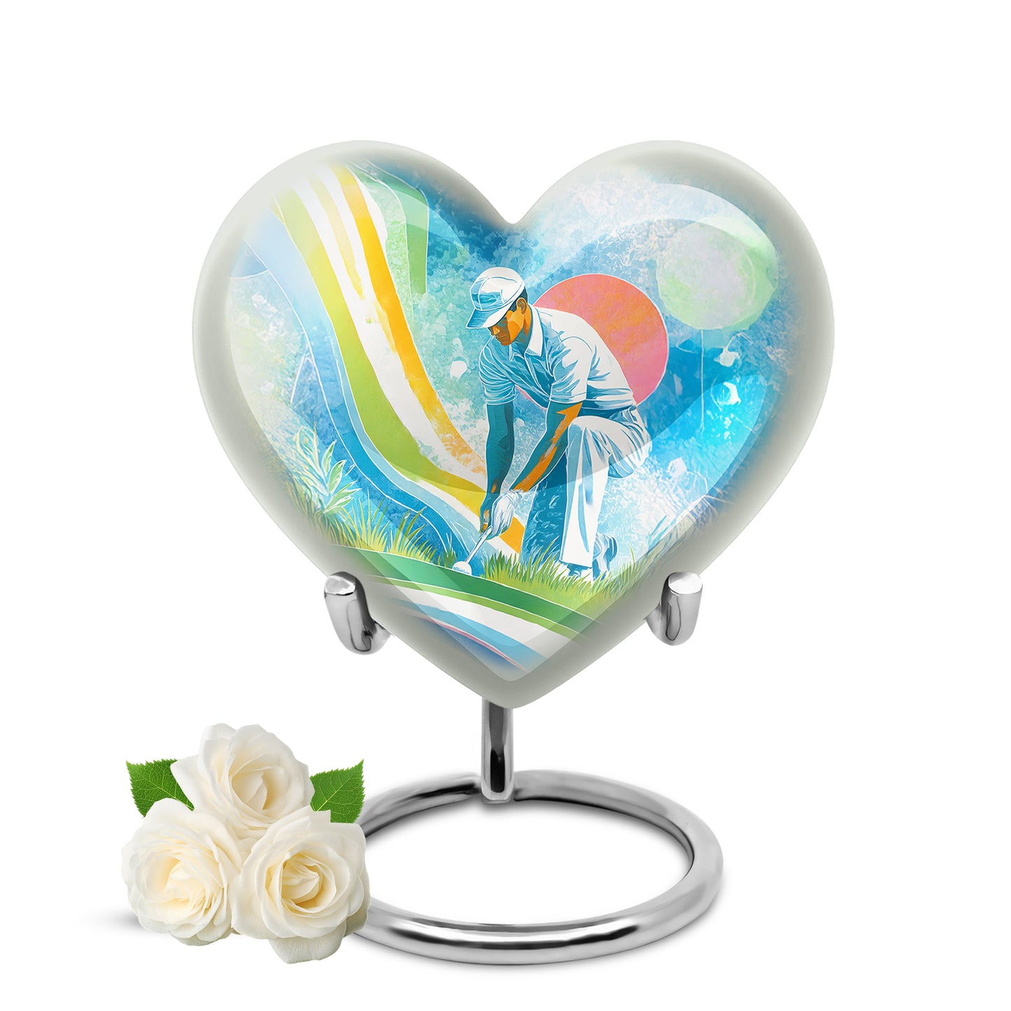Blue Golf Testament Cremation Urns for Human Ashes - 10-inch, 200 cu in - Yatskia