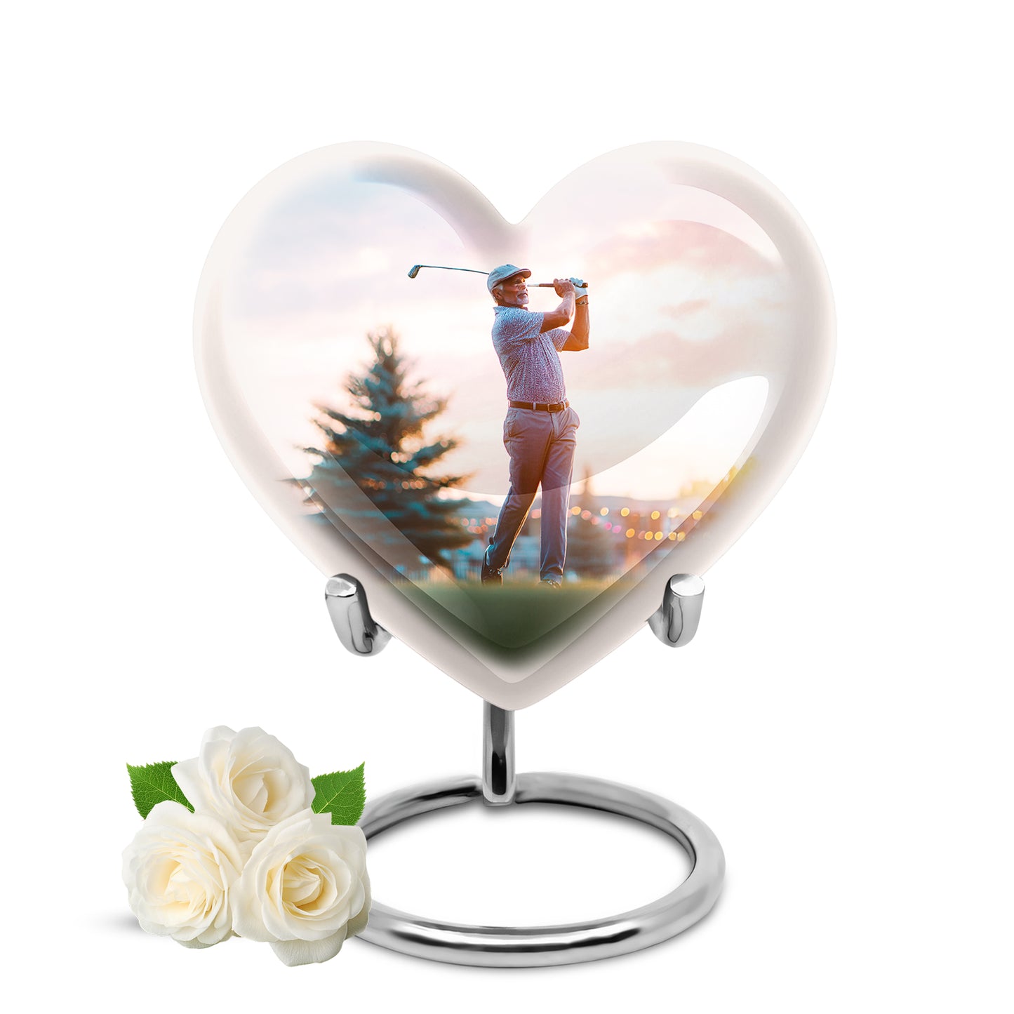 Ethereal Golf Memorial Cremation Urns - Silver 10-inch, 200 cu in - Yatskia