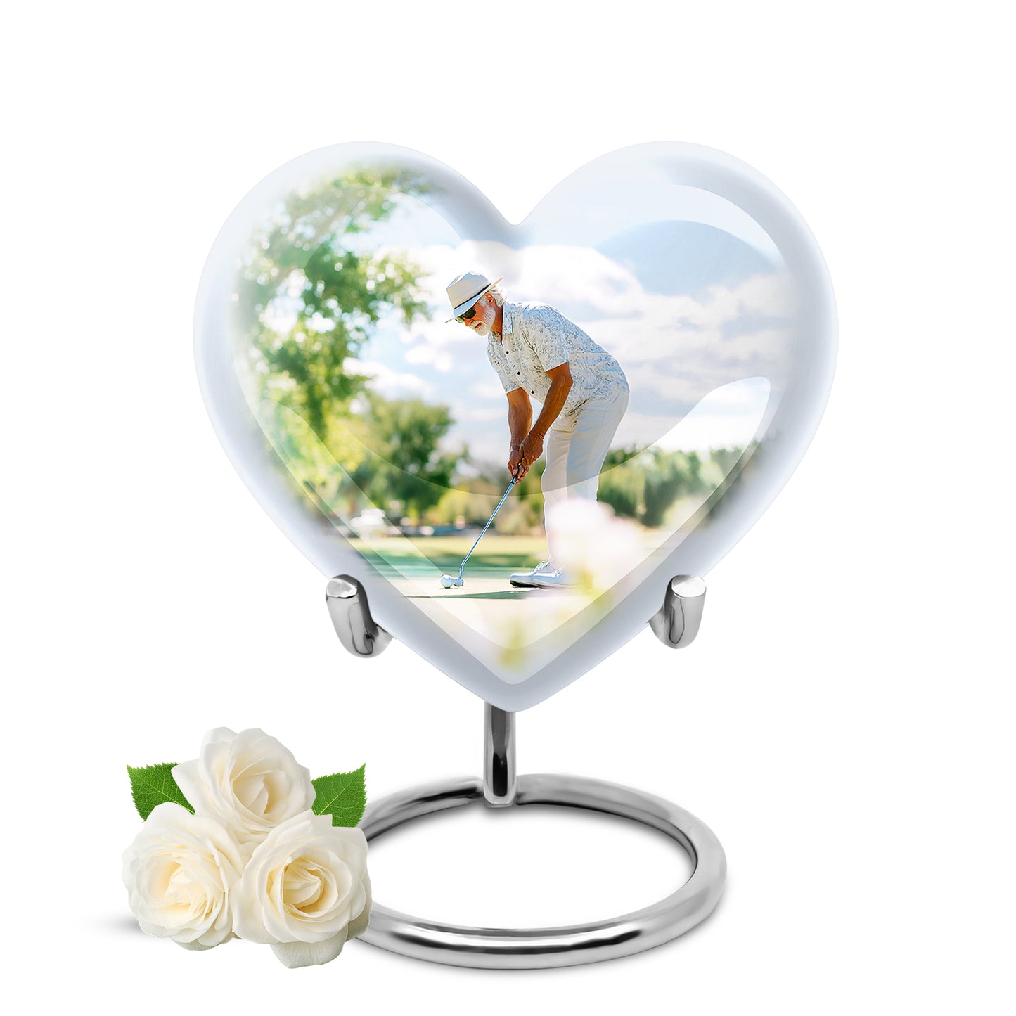 Personalized Silver Golf Cremation Urns for Ashes - Majestic 10-inch - Yatskia