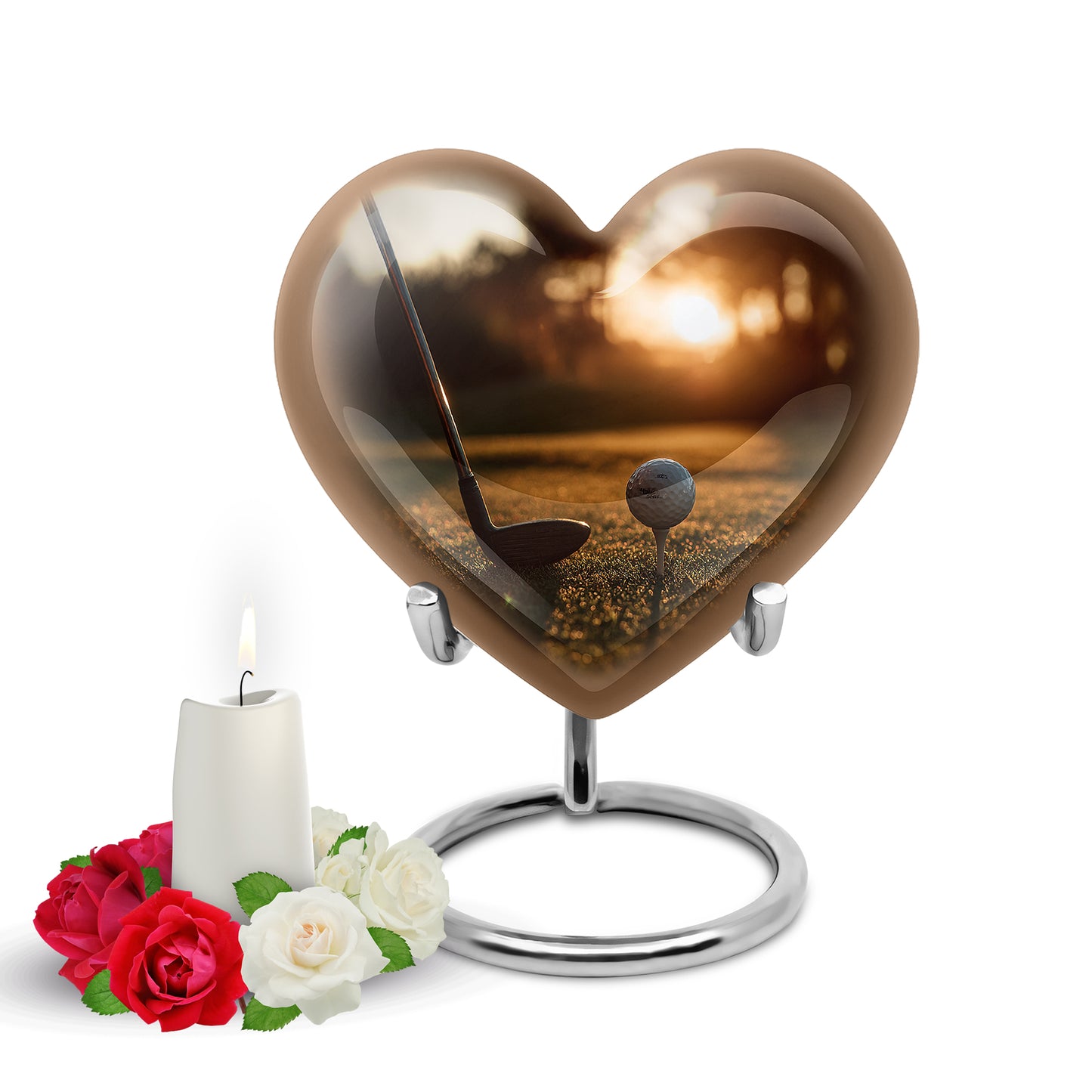 Personalized Gold Golf Cremation Urns for Ashes - Peaceful 10-inch - Yatskia