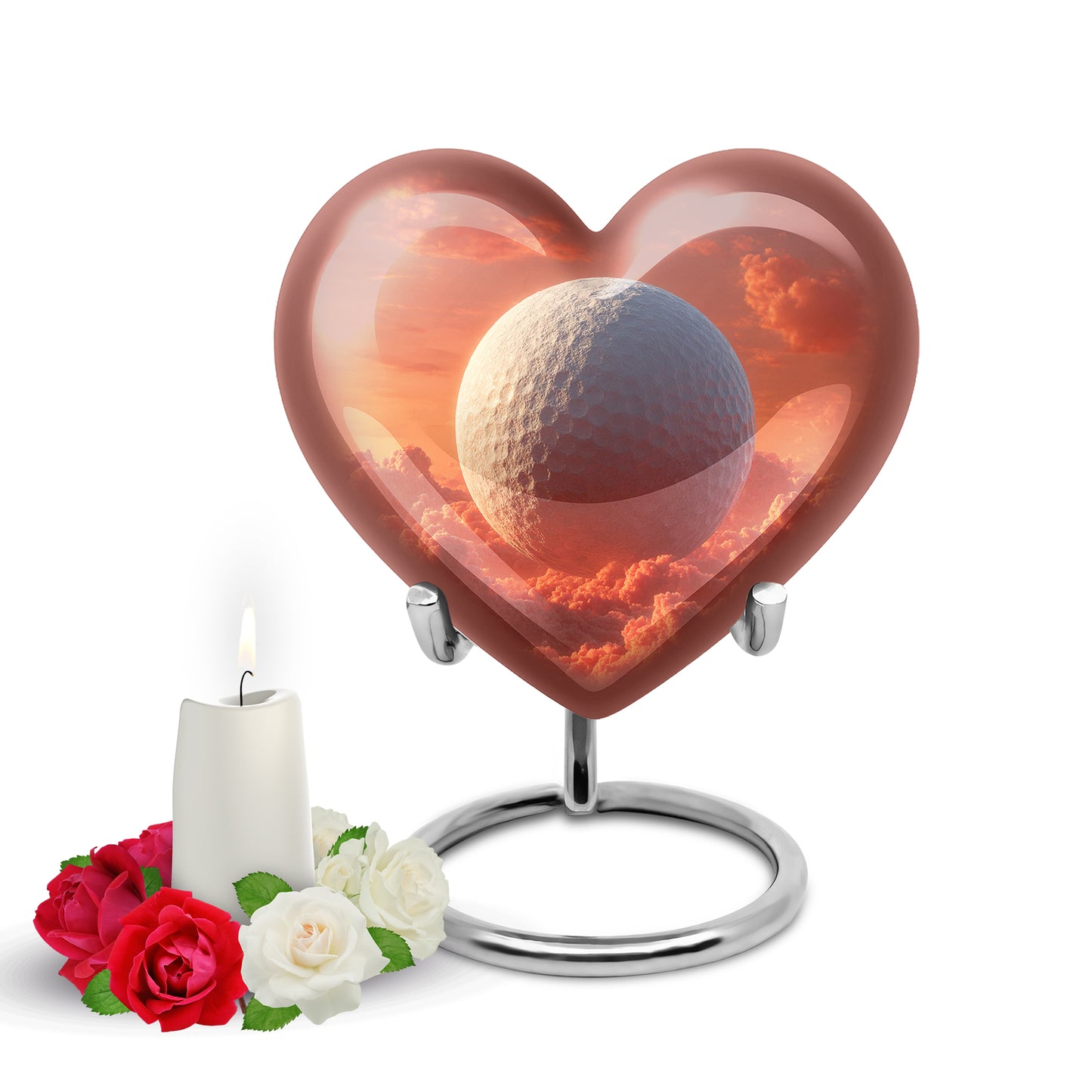 Stunning Red Golf Haven Urn for Human Ashes - 10-inch, 200 cu in - Yatskia