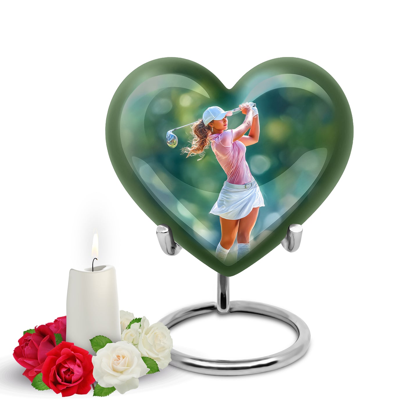 Stunning Green Golf Resting Place Urn for Human Ashes - 10-inch, 200 cu in - Yatskia