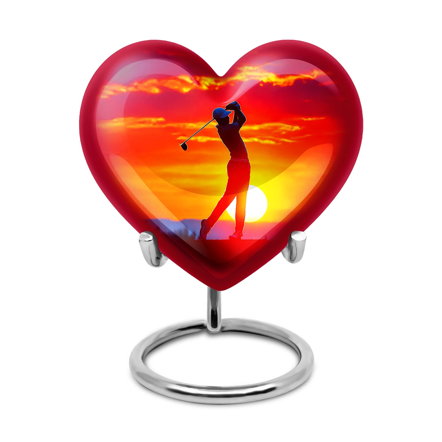 Red Golf Keepsake Cremation Urns for Human Ashes - 10-inch, 200 cu in - Yatskia