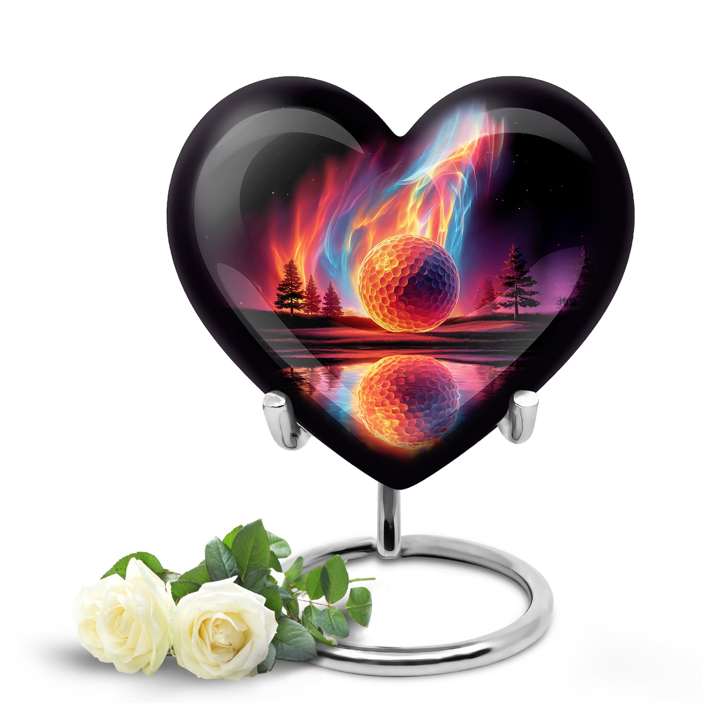 Black Sacred Golf Cremation Urns for Human Ashes - 10-inch, 200 cu in - Yatskia