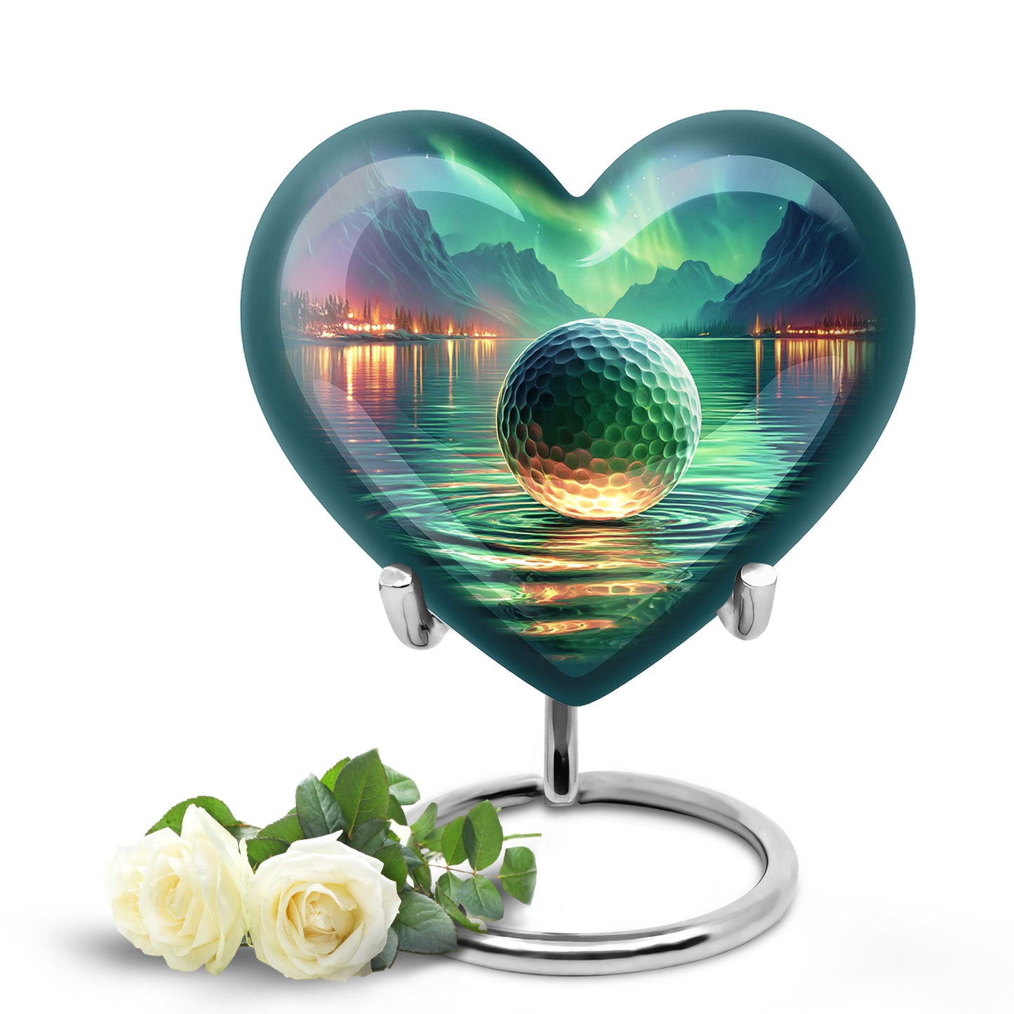 Teal Serene Golf Memorial Urn for Ashes - 10-inch, 200 cu in - Yatskia