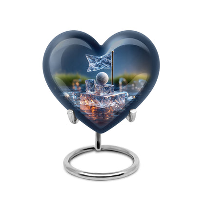 Inspiring Blue Golf Haven Urn for Human Ashes - 10-inch, 200 cu in - Yatskia