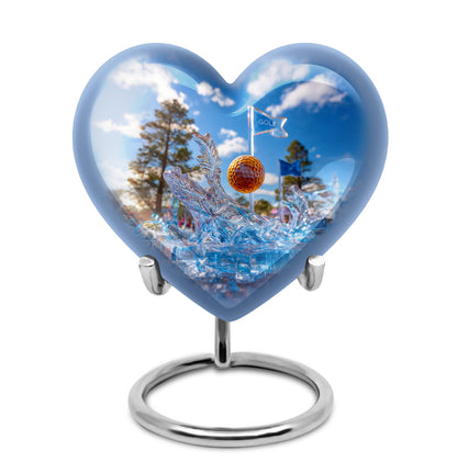 Luminous Blue Golf Comfort Urn for Human Ashes - 10-inch, 200 cu in - Yatskia