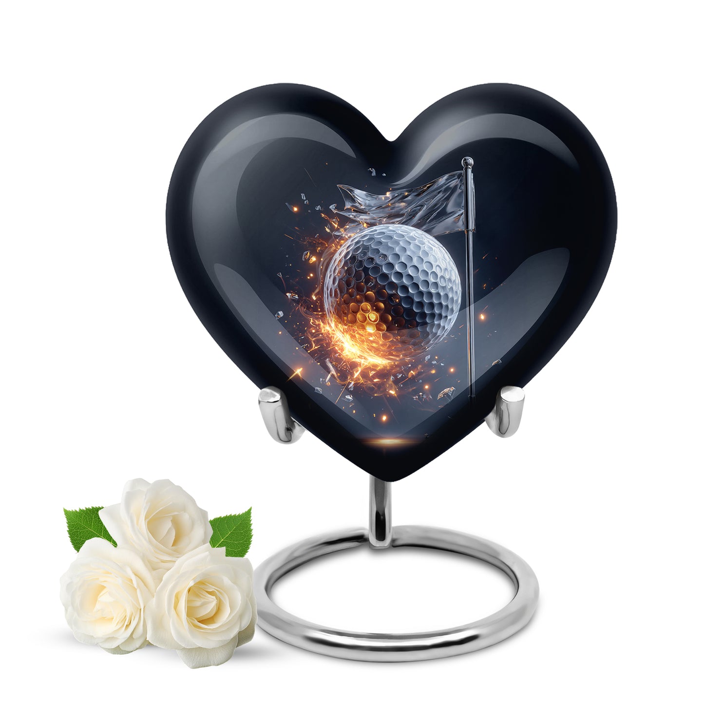 Luminous Blue Golf Embrace Urn for Human Ashes - 10-inch, 200 cu in - Yatskia