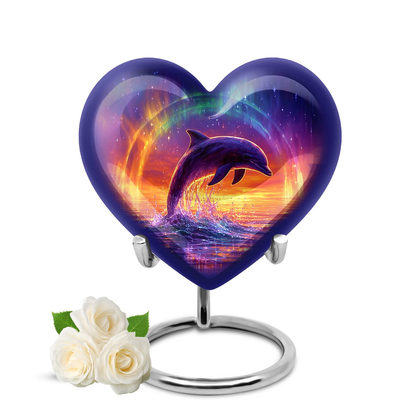 Hallowed Dolphin Cremation Urns for Human Ashes - Blue 10-inch - Yatskia