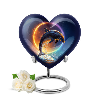 Everlasting Blue Dolphin Dedication Urn for Human Ashes - 10-inch, 200 cu in - Yatskia