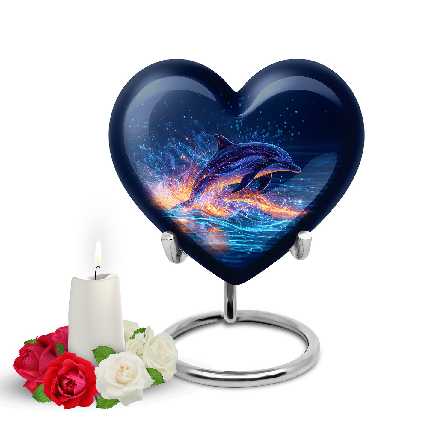 Blue Dolphin Solace Cremation Urns for Human Ashes - 10-inch, 200 cu in - Yatskia