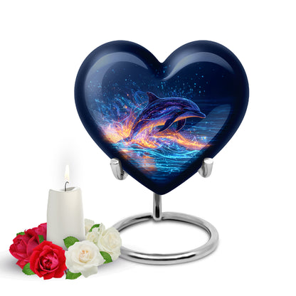 Blue Dolphin Solace Cremation Urns for Human Ashes - 10-inch, 200 cu in - Yatskia