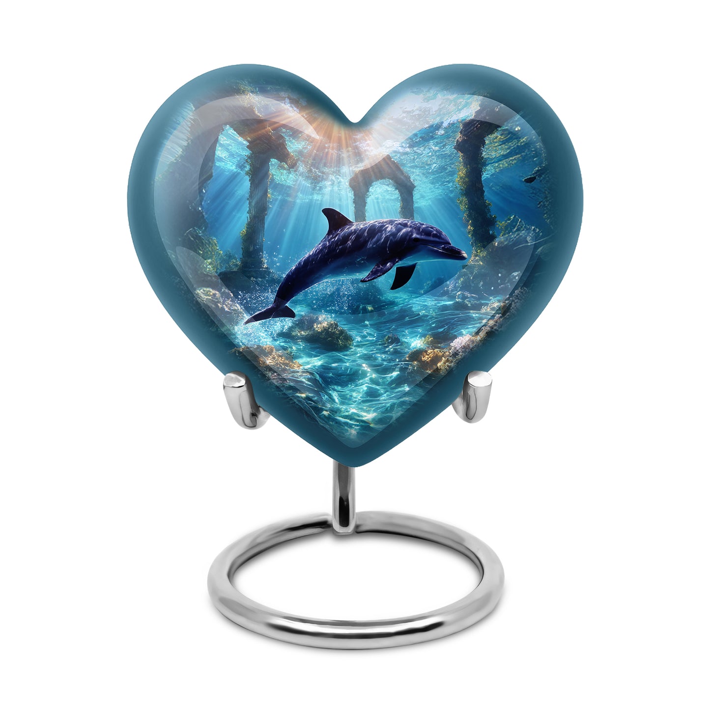 Blue Dolphin Cremation Urns - Glorious Testament 10-inch, 200 cu in - Yatskia