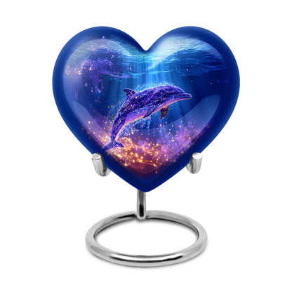 Blessed Dolphin Cremation Urns for Human Ashes - Blue 10-inch - Yatskia