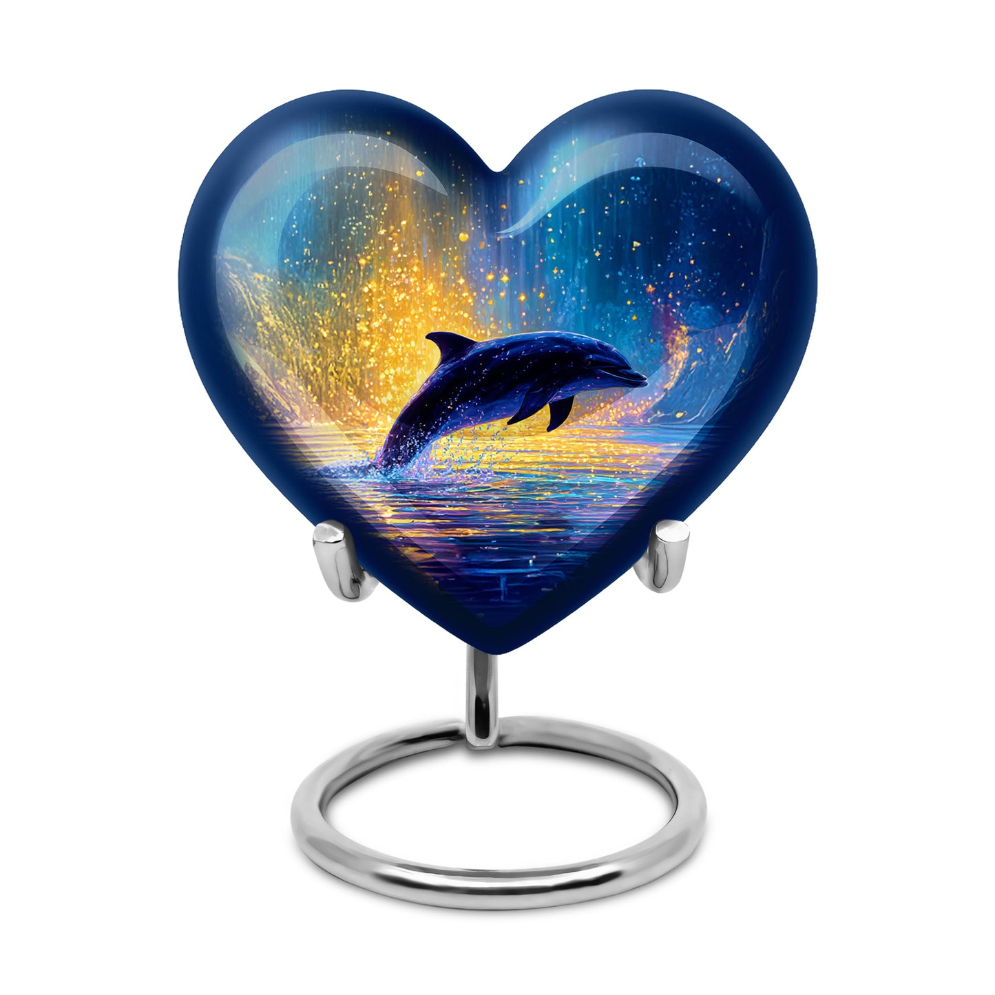Personalized Blue Dolphin Cremation Urns for Ashes - Transcendent 10-inch - Yatskia