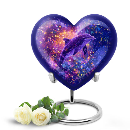 Personalized Dolphin Cremation Urns - Pristine Blue 10-inch, 200 cu in - Yatskia