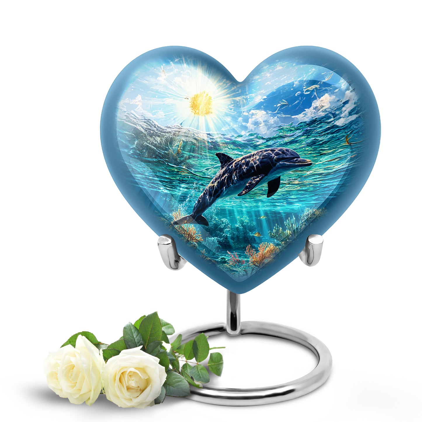 Blue Dolphin Cremation Urns - Honored Beacon 10-inch, 200 cu in - Yatskia