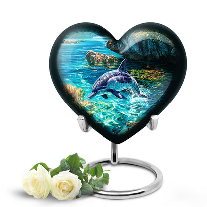 Green Dolphin Benediction Cremation Urns for Human Ashes - 10-inch, 200 cu in - Yatskia