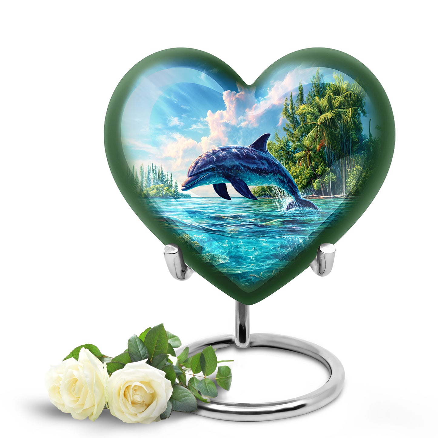 Blessed Dolphin Cremation Urns for Human Ashes - Blue 10-inch - Yatskia