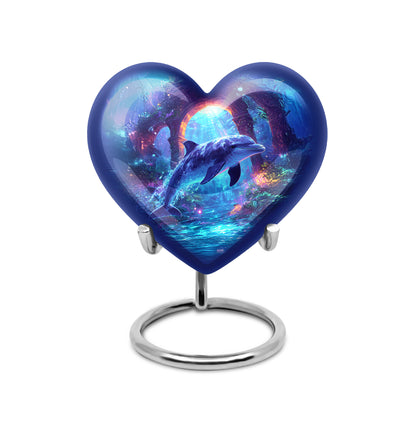 Radiant Dolphin Memorial Cremation Urns - Blue 10-inch, 200 cu in - Yatskia