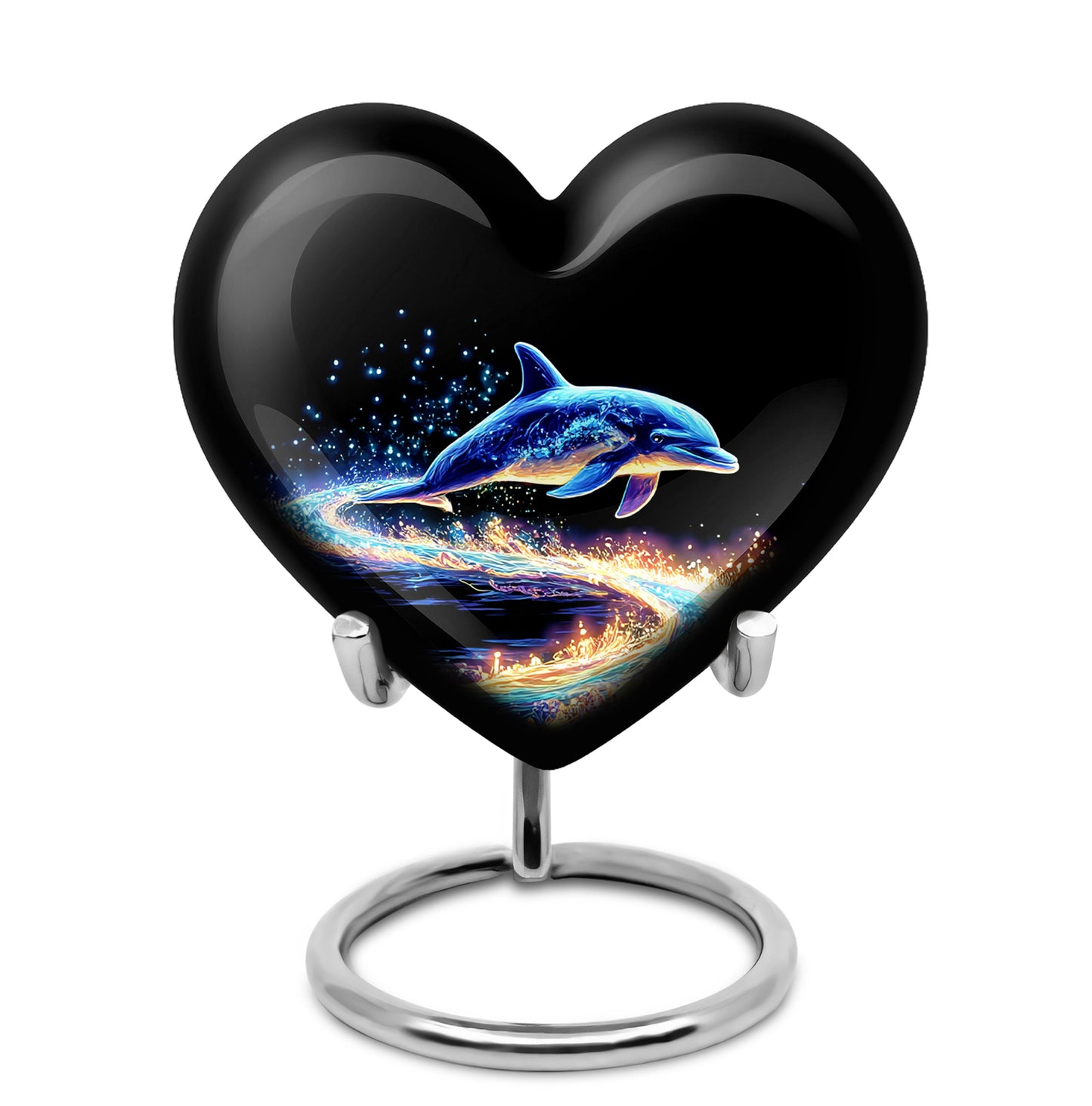 Personalized Magnificent Dolphin Cremation Urns - Black 10-inch, 200 cu in - Yatskia