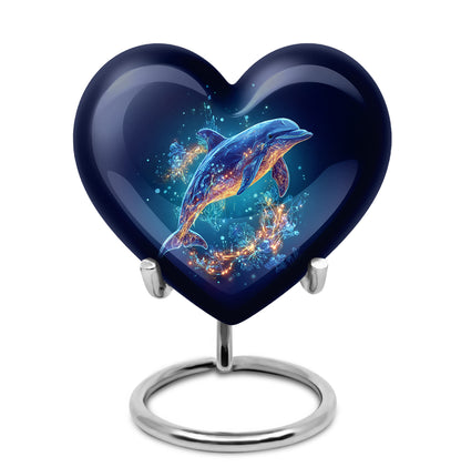 Personalized Dolphin Cremation Urns - Eminent Blue 10-inch, 200 cu in - Yatskia