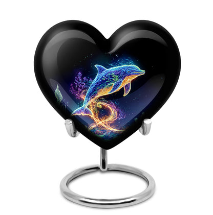 Personalized Refined Dolphin Cremation Urns - Black 10-inch, 200 cu in - Yatskia