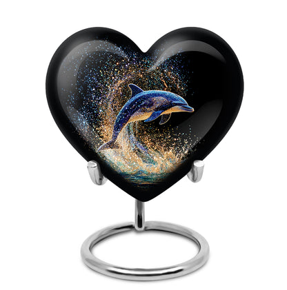 Resplendent Black Dolphin Cremation Urn for Ashes - 10-inch, 200 cu in - Yatskia