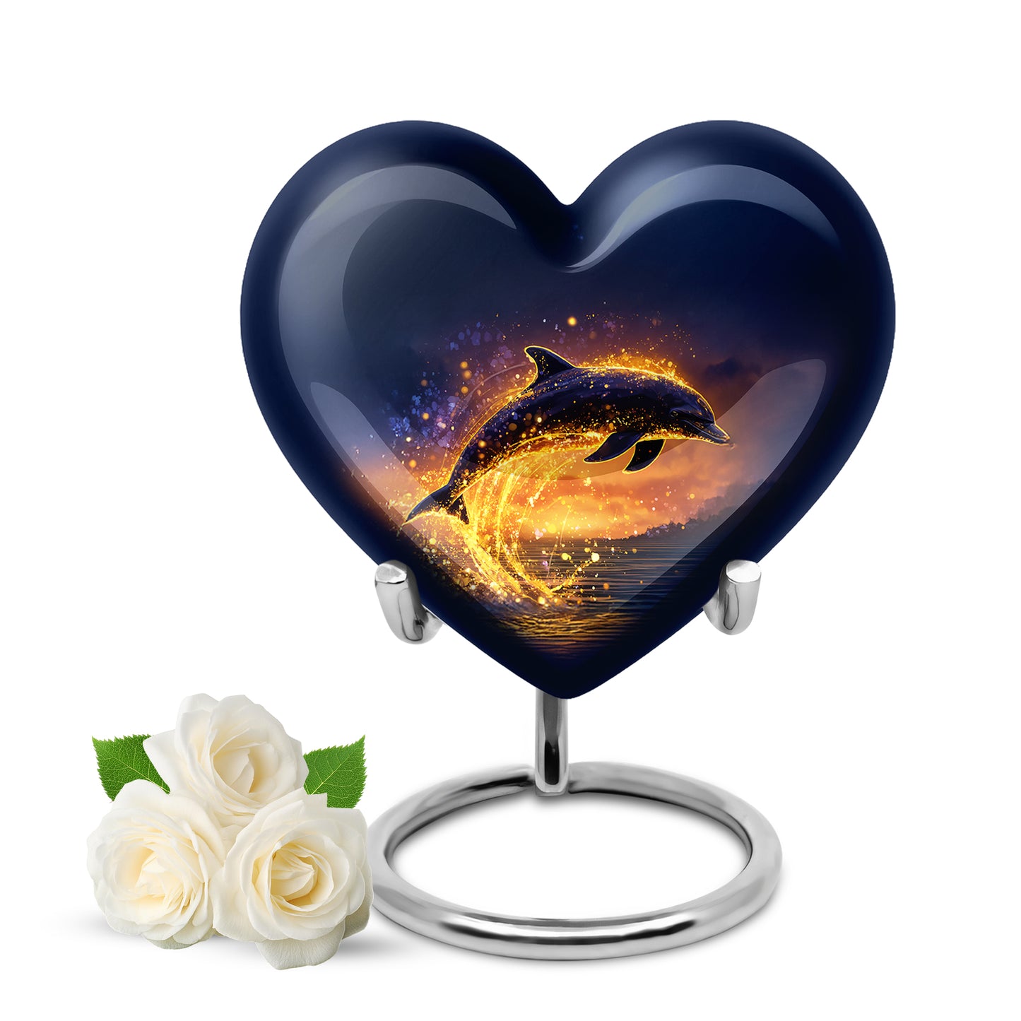 Personalized Dolphin Cremation Urns - Eminent Blue 10-inch, 200 cu in - Yatskia