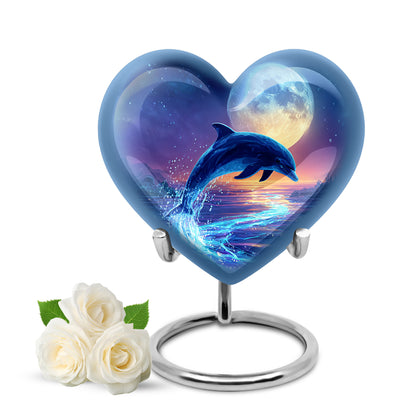Personalized Blue Dolphin Cremation Urns for Ashes - Enchanting 10-inch - Yatskia