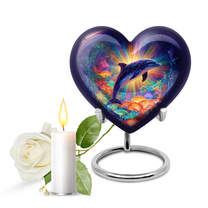 Pink Dolphin Memorial Cremation Urns for Human Ashes - 10-inch, 200 cu in - Yatskia