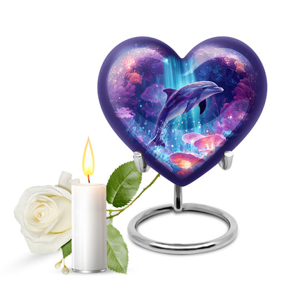 Personalized Eternal Dolphin Cremation Urns - Blue 10-inch, 200 cu in - Yatskia