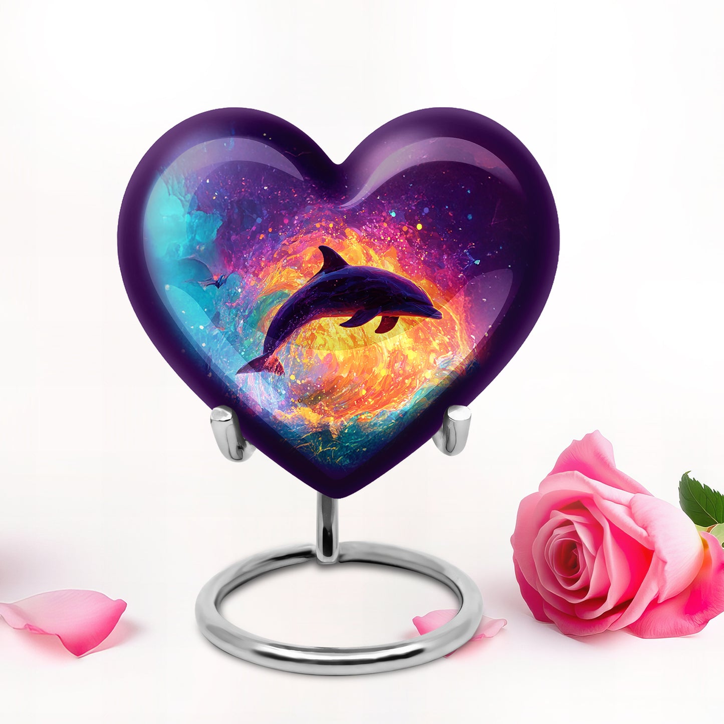 Personalized Purple Heavenly Dolphin Cremation Urns for Human Ashes - 10-inch, 200 cu in - Yatskia