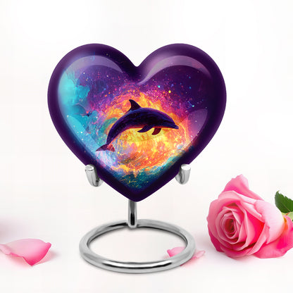 Personalized Purple Heavenly Dolphin Cremation Urns for Human Ashes - 10-inch, 200 cu in - Yatskia