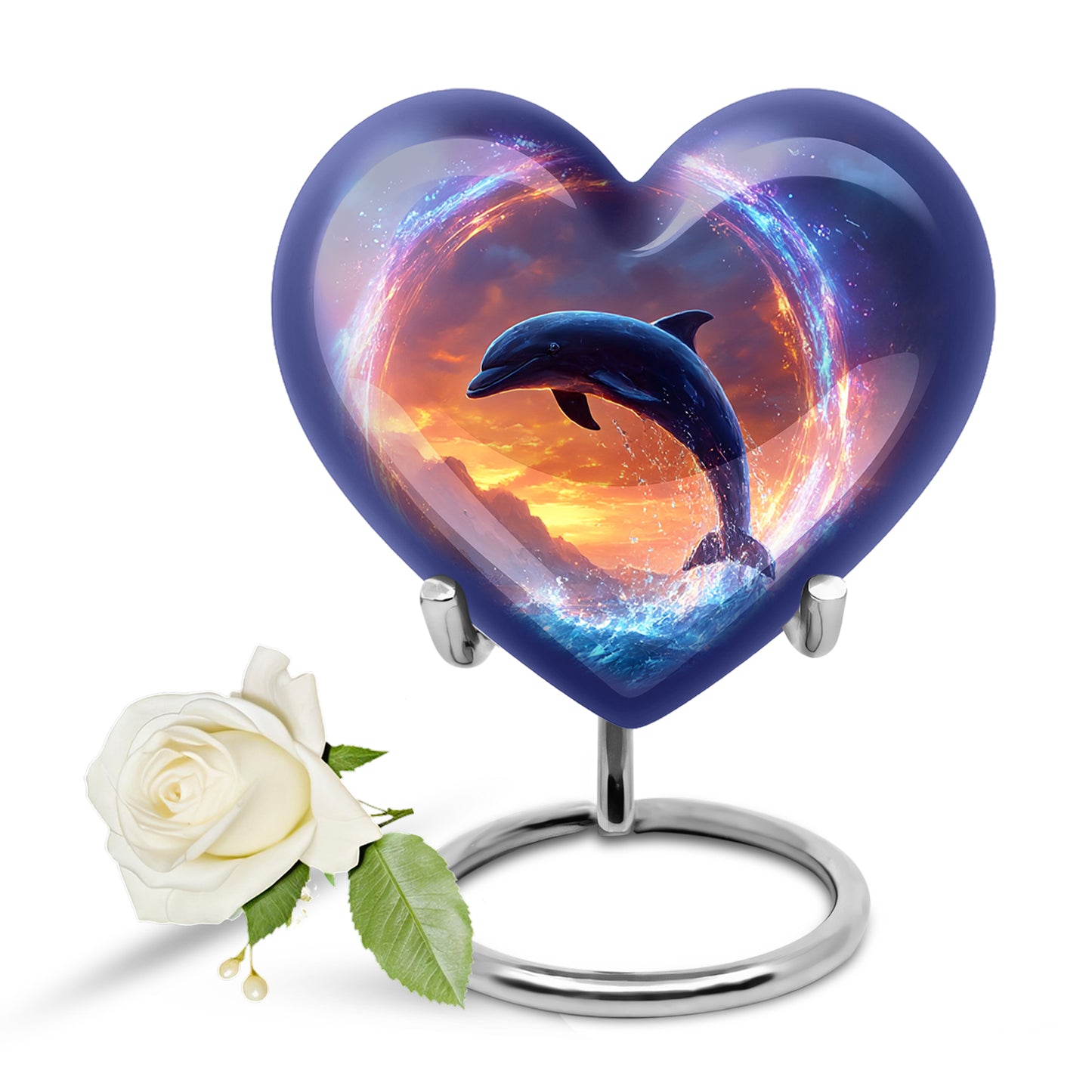 Personalized Dolphin Cremation Urns - Tranquil Blue 10-inch, 200 cu in - Yatskia