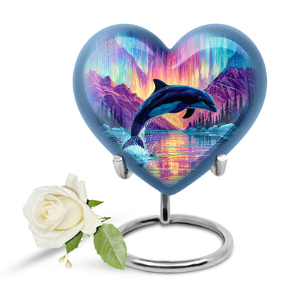 Personalized Dolphin Cremation Urns - Wondrous Blue 10-inch, 200 cu in - Yatskia