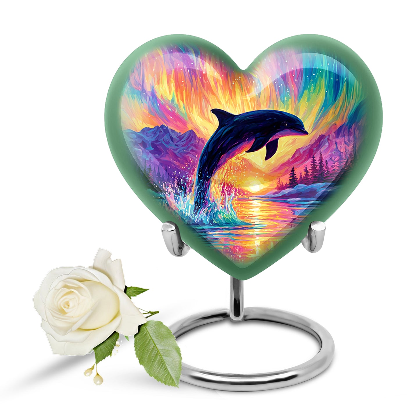 Personalized Dolphin Cremation Urns - Eminent Purple 10-inch, 200 cu in - Yatskia