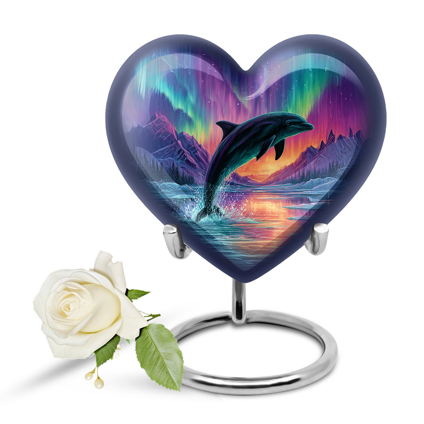 Personalized Blue Steadfast Dolphin Cremation Urns for Human Ashes - 10-inch, 200 cu in - Yatskia