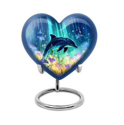 Personalized Dolphin Cremation Urns - Eminent Blue 10-inch, 200 cu in - Yatskia