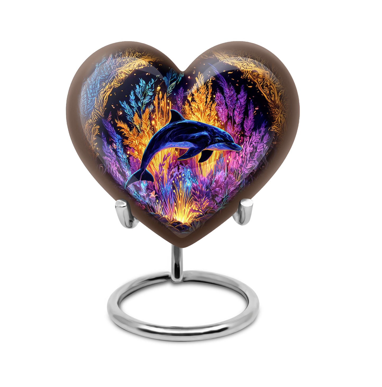 Personalized Gold Dolphin Cremation Urns for Ashes - Transcendent 10-inch - Yatskia
