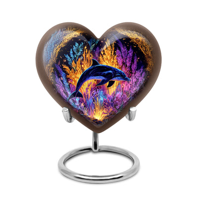 Personalized Gold Dolphin Cremation Urns for Ashes - Transcendent 10-inch - Yatskia
