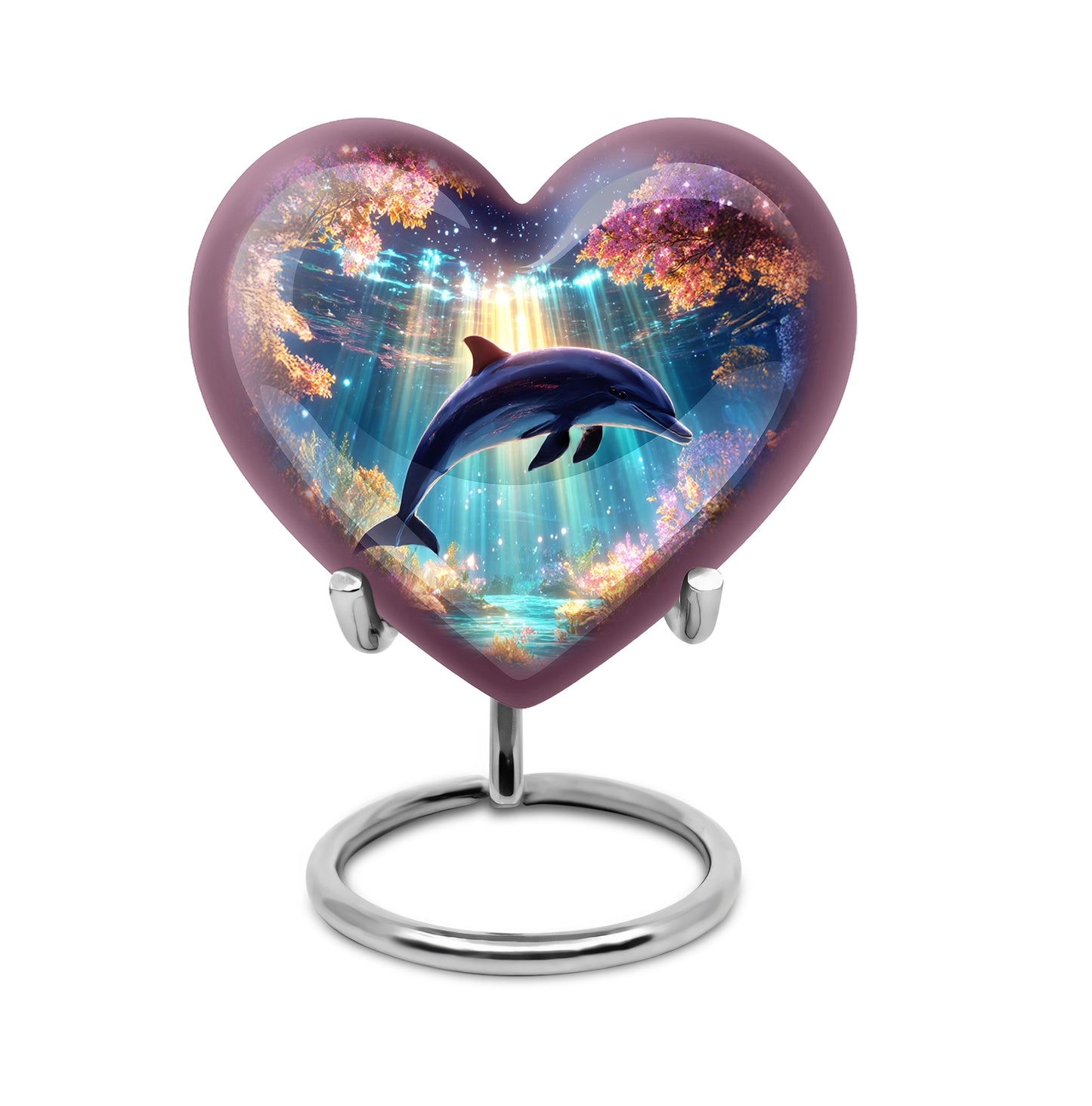 Distinguished Purple Dolphin Cremation Urn for Ashes - 10-inch, 200 cu in - Yatskia