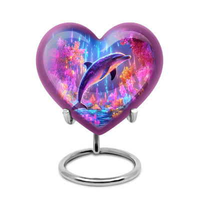 Blue Beloved Dolphin Cremation Urns for Human Ashes - 10-inch, 200 cu in - Yatskia