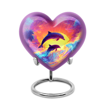 Graceful Purple Dolphin Remembrance Urn for Human Ashes - 10-inch, 200 cu in - Yatskia