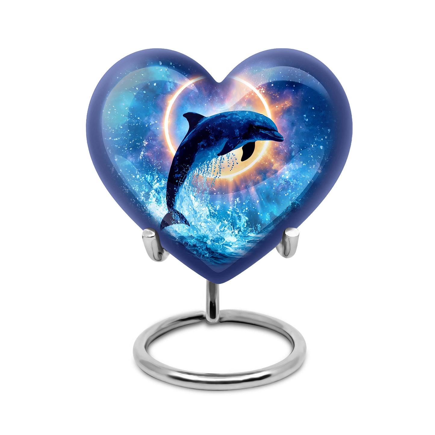 Blue Dolphin Blessing Cremation Urns for Human Ashes - 10-inch, 200 cu in - Yatskia