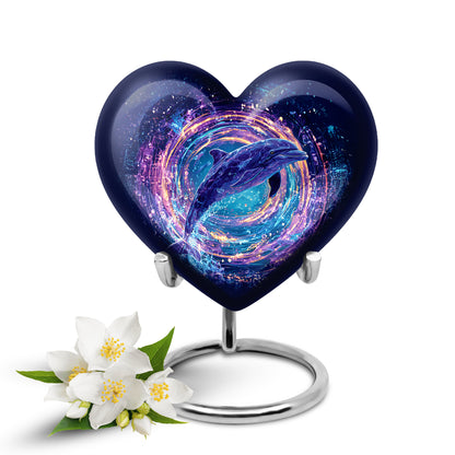 Timeless Blue Dolphin Cremation Urn for Ashes - 10-inch, 200 cu in - Yatskia