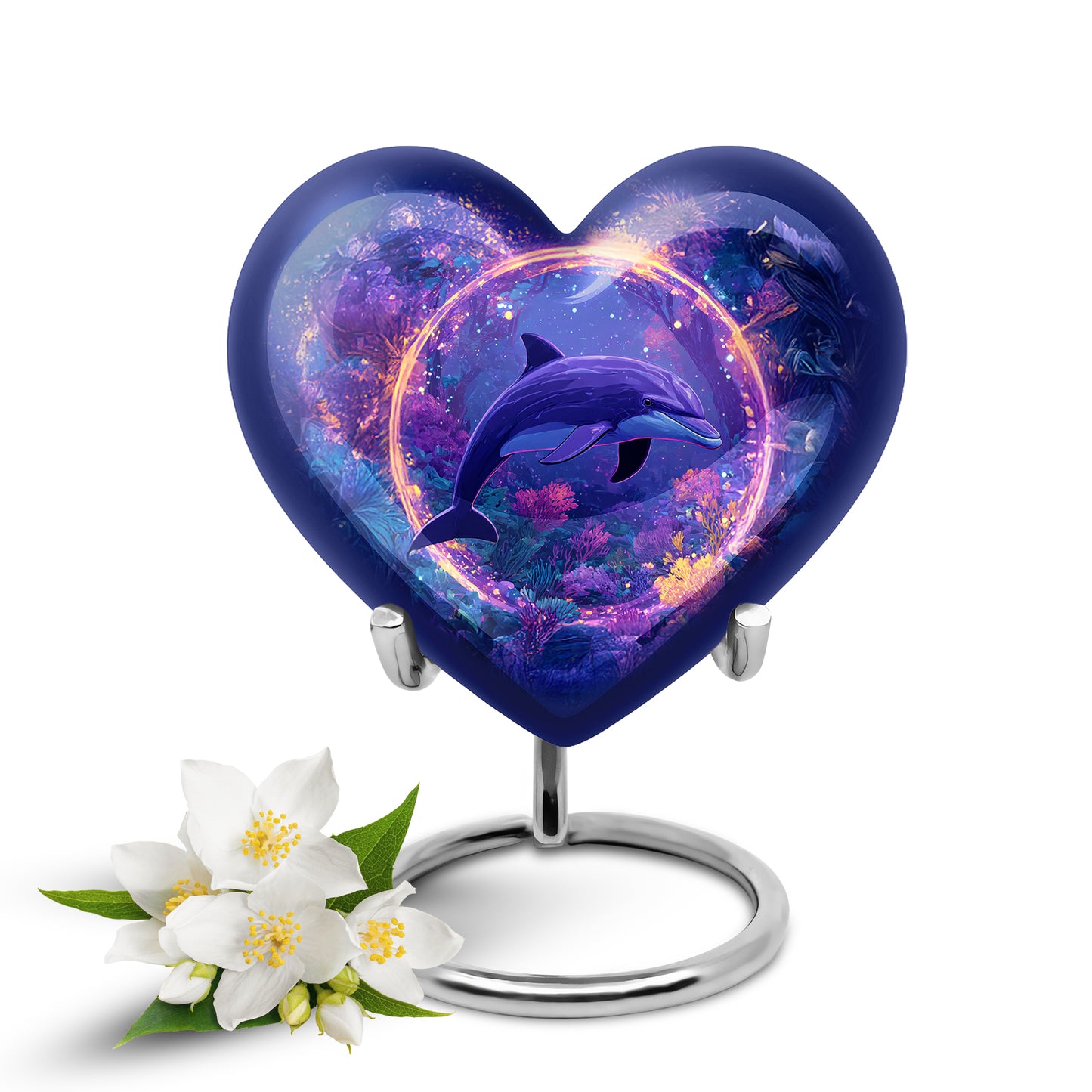 Harmonious Dolphin Cremation Urns for Human Ashes - Blue 10-inch - Yatskia