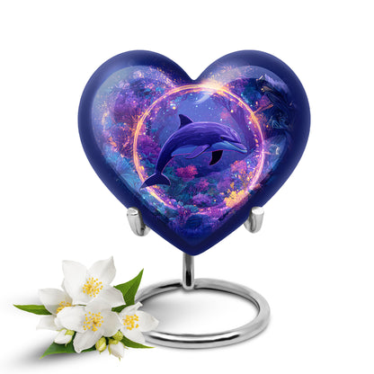 Harmonious Dolphin Cremation Urns for Human Ashes - Blue 10-inch - Yatskia