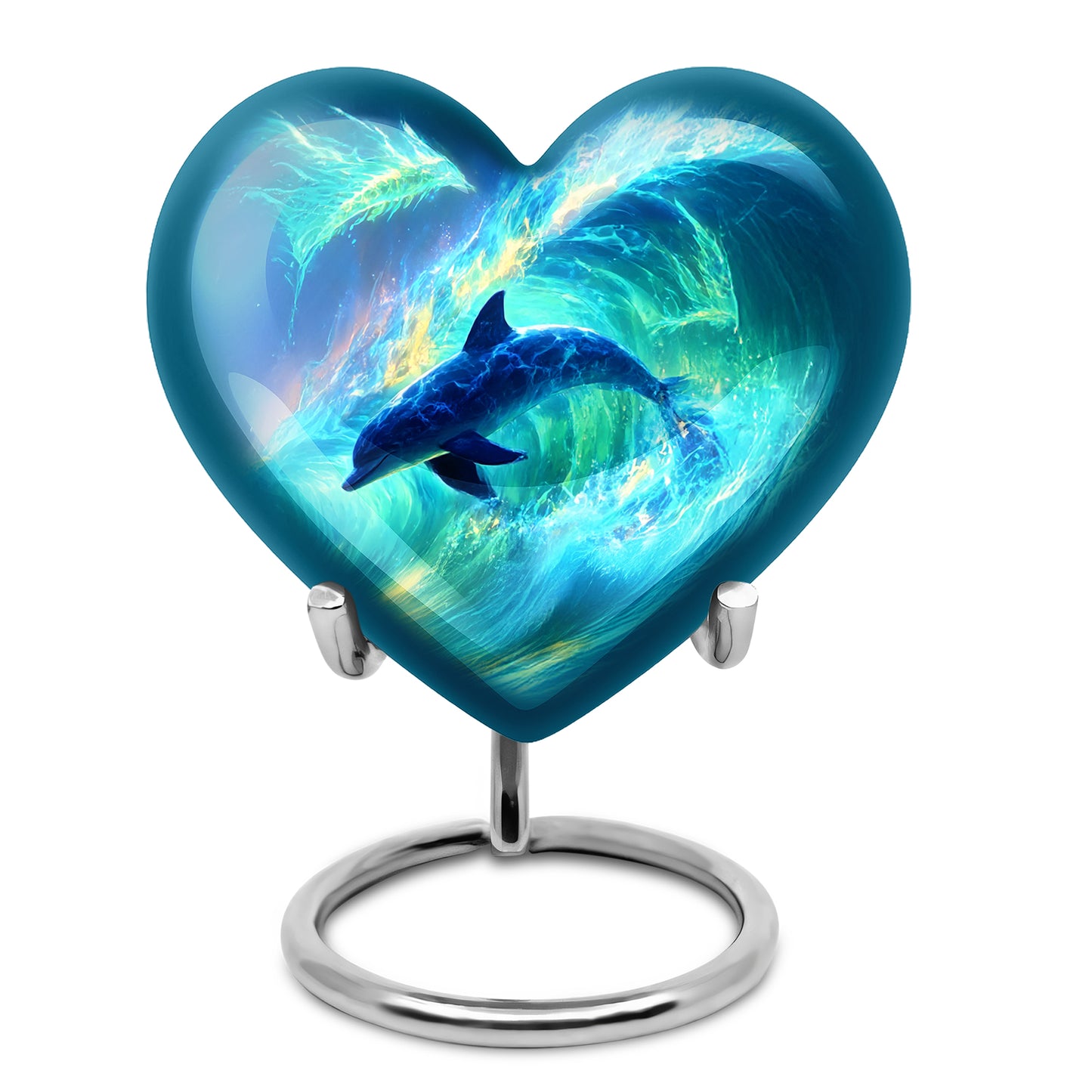 Resplendent Blue Dolphin Cremation Urn for Ashes - 10-inch, 200 cu in - Yatskia