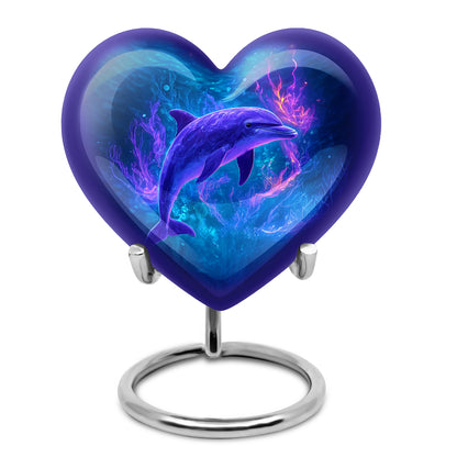 Personalized Blue Dolphin Cremation Urns for Ashes - Transcendent 10-inch - Yatskia